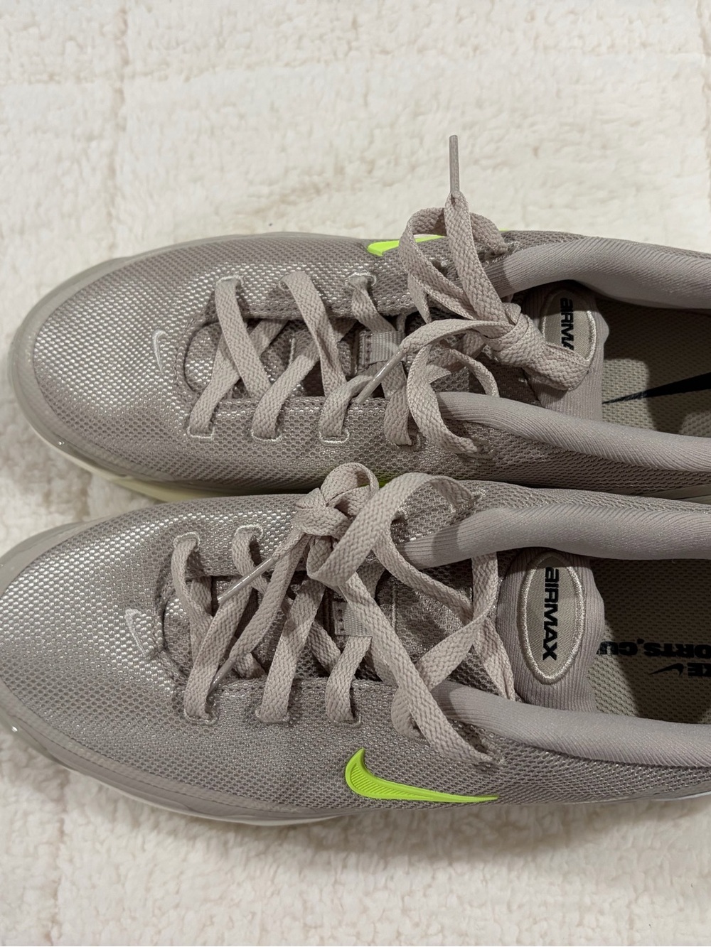 Nike Men’s Air Max Sneakers - Light Gray with Neon Green Swoosh